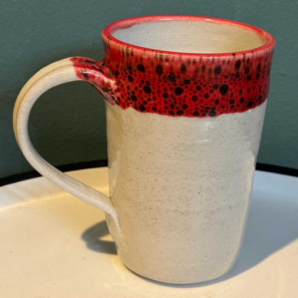 Red Dotted Series Studio Pottery mug by Cheryl L. Hardy, 12 oz - Picture 3 of 7